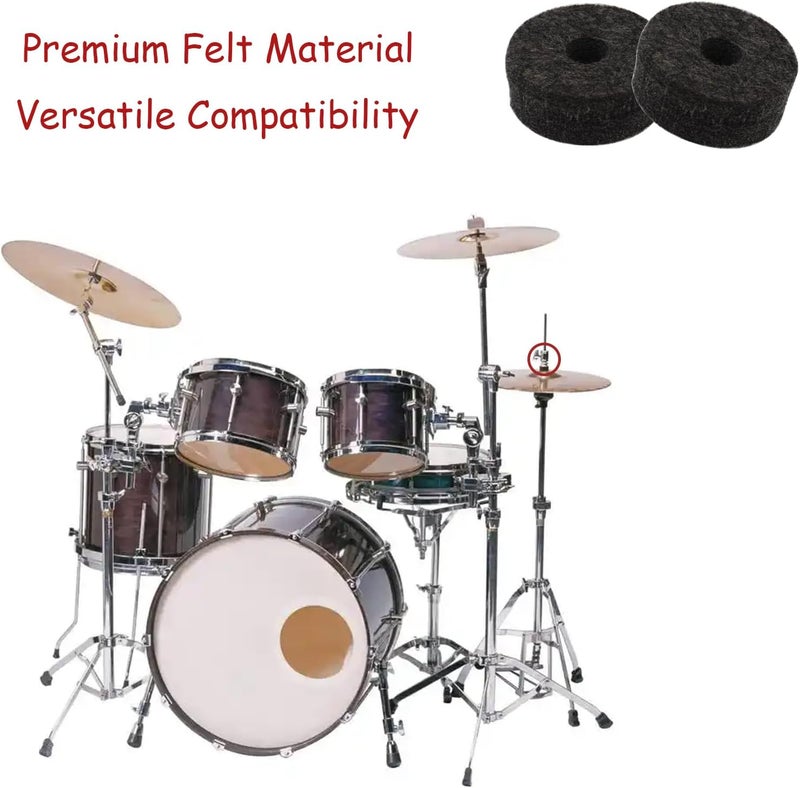 CashBeat 10 Pcs Black Soft Cymbal Stand Felt Washers, Round Drum Felts Replacement, Protect Cymbals & Enhance Sound, Essential Accessories for Drummers - Image 5